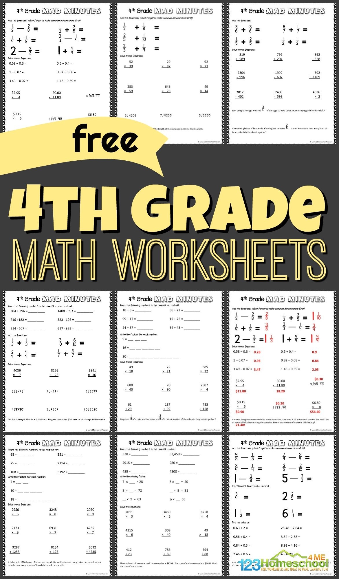 FREE Printable 4th Grade Math Worksheets Pdf  FREE Printable 4th Grade Math Worksheets Pdf