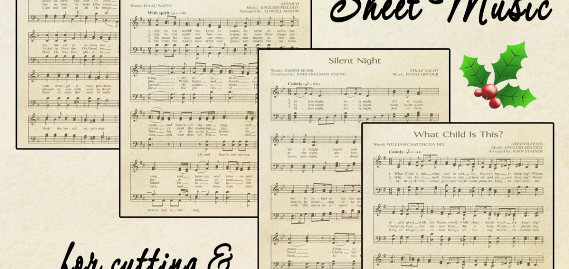 Free Printable Aged Music Sheets Celebrating Holidays