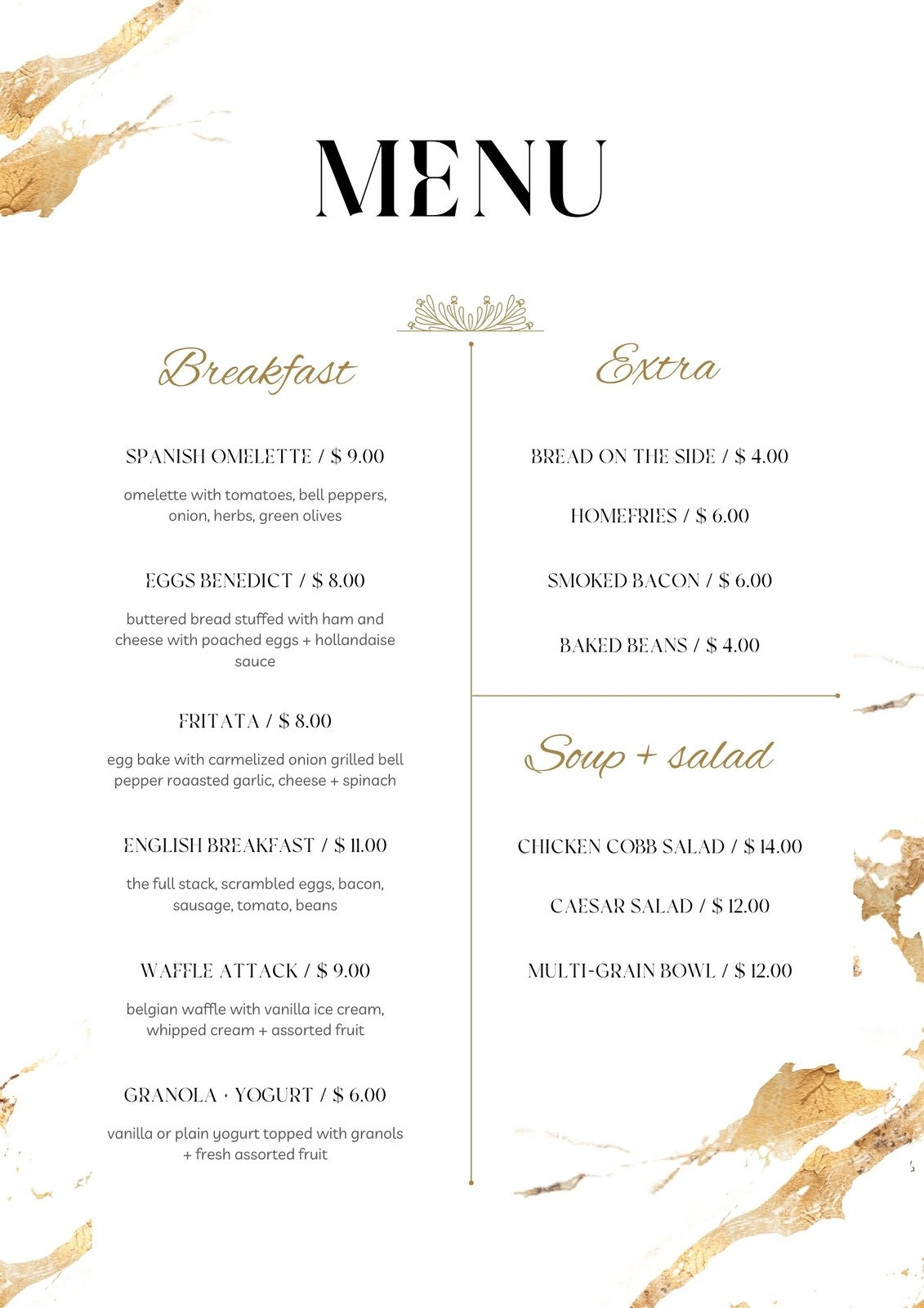 Free Printable And Customizable Fancy Menu Templates Canva