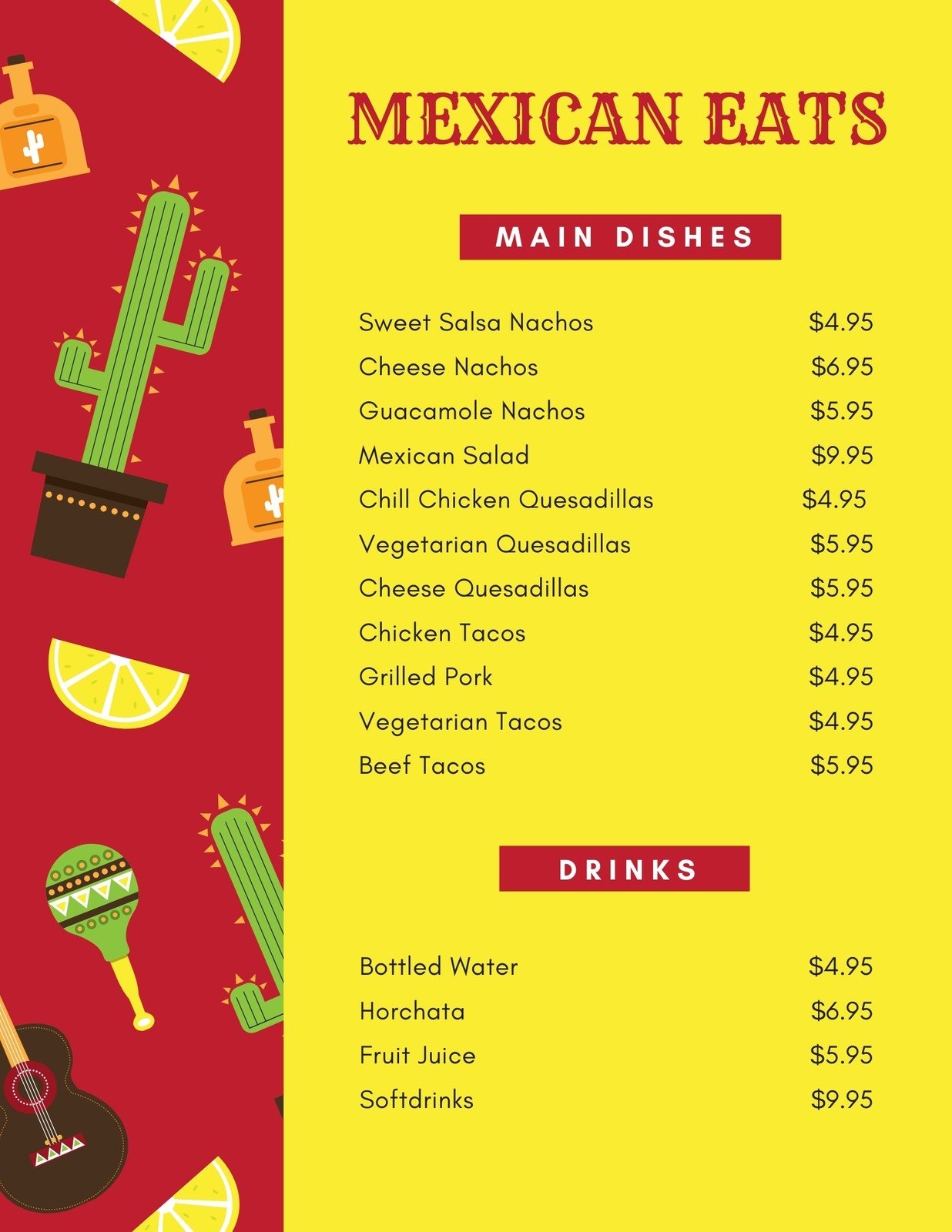 Free Printable And Customizable Mexican Menu Templates Canva Free Printable And Customizable Mexican Menu Templates Canva