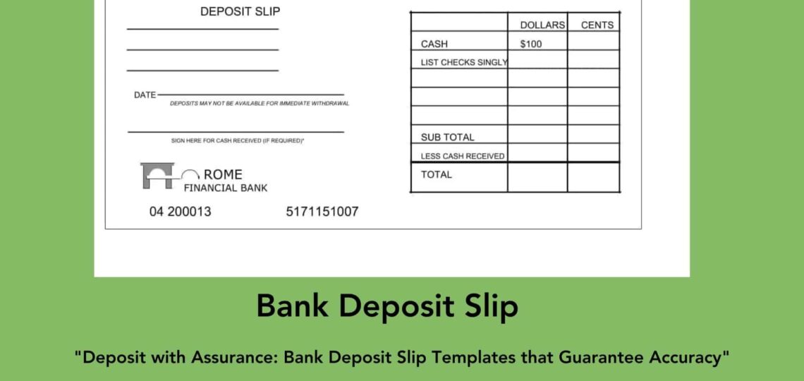 Free Printable Bank Deposit Slip Examples Filled Out PDF