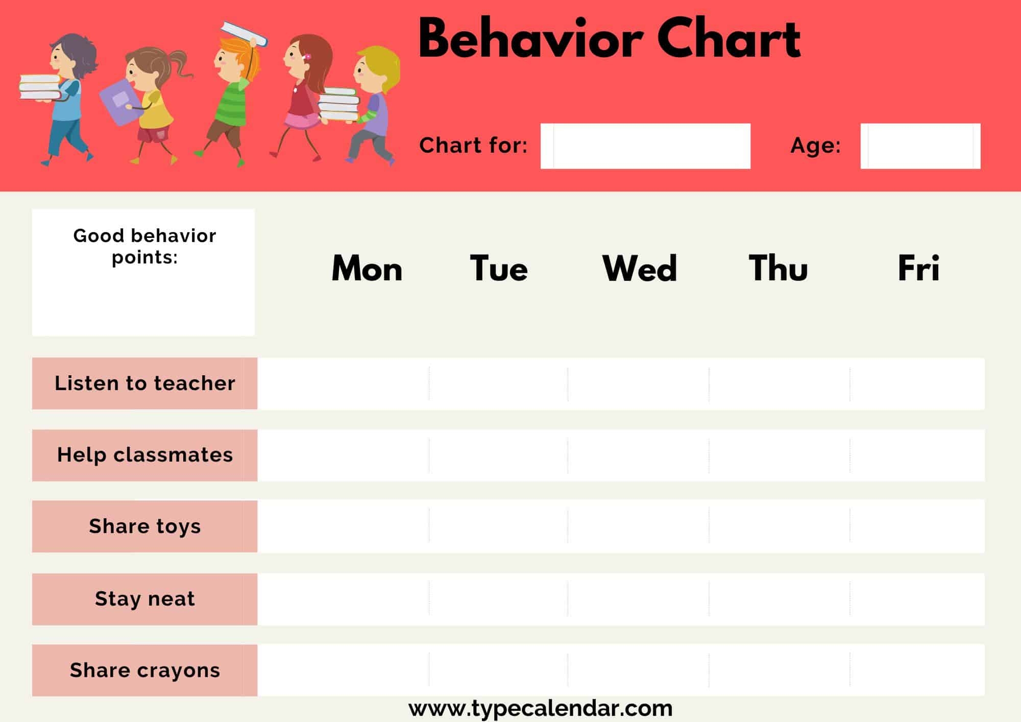 Free Printable Charts For Behavior