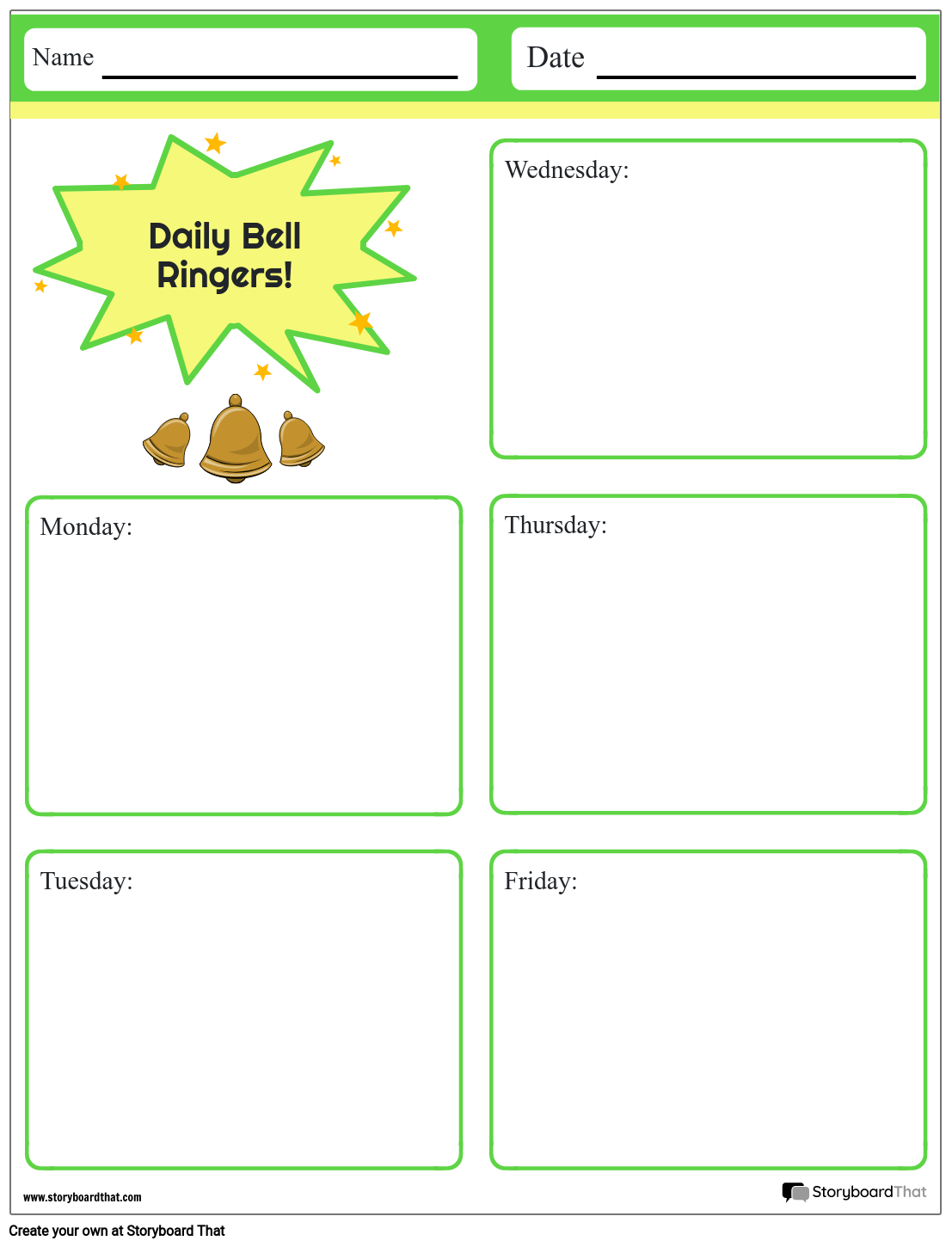 Free Printable Bell Ringers Templates StoryboardThat Free Printable Bell Ringers Templates StoryboardThat