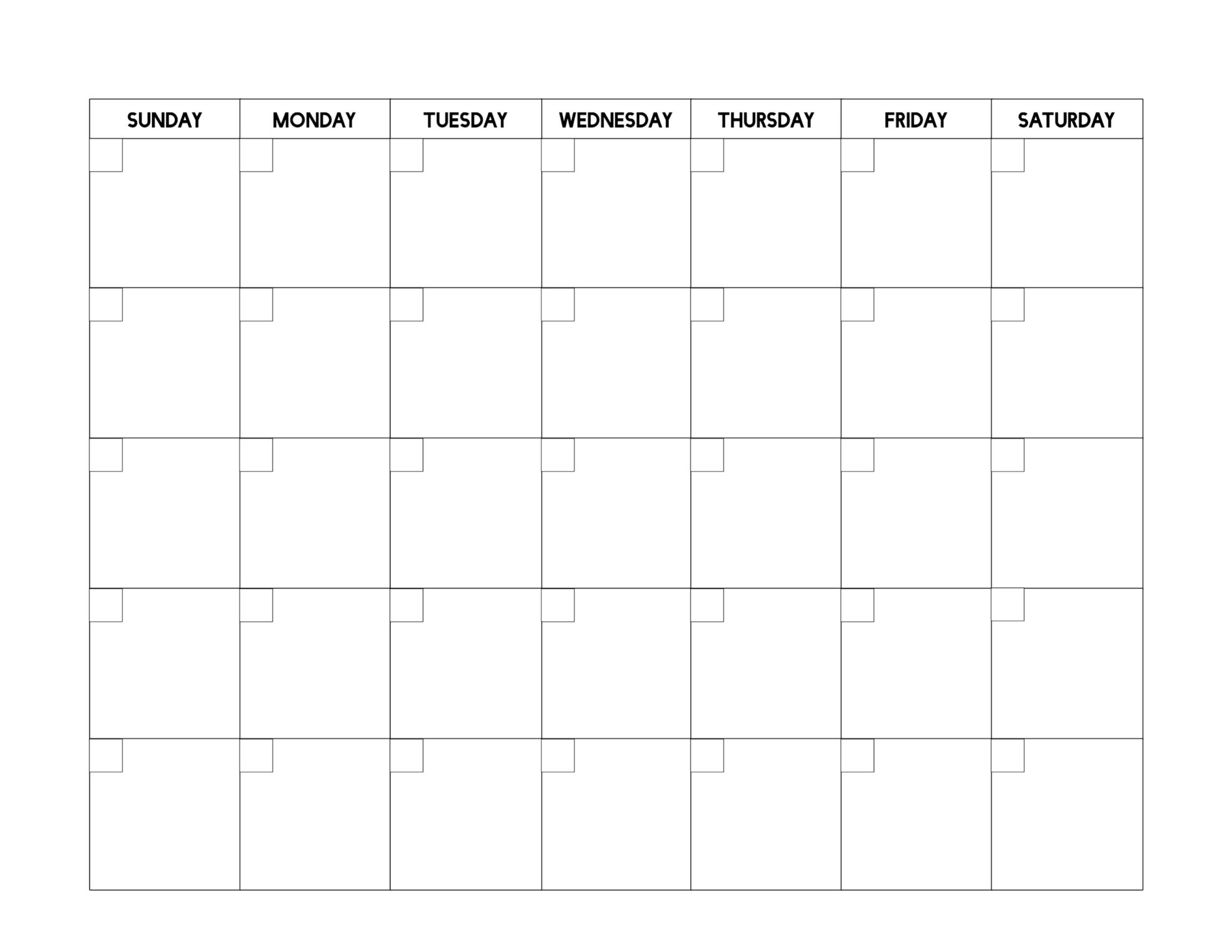 Free Printable Blank Monthly Calendar Template