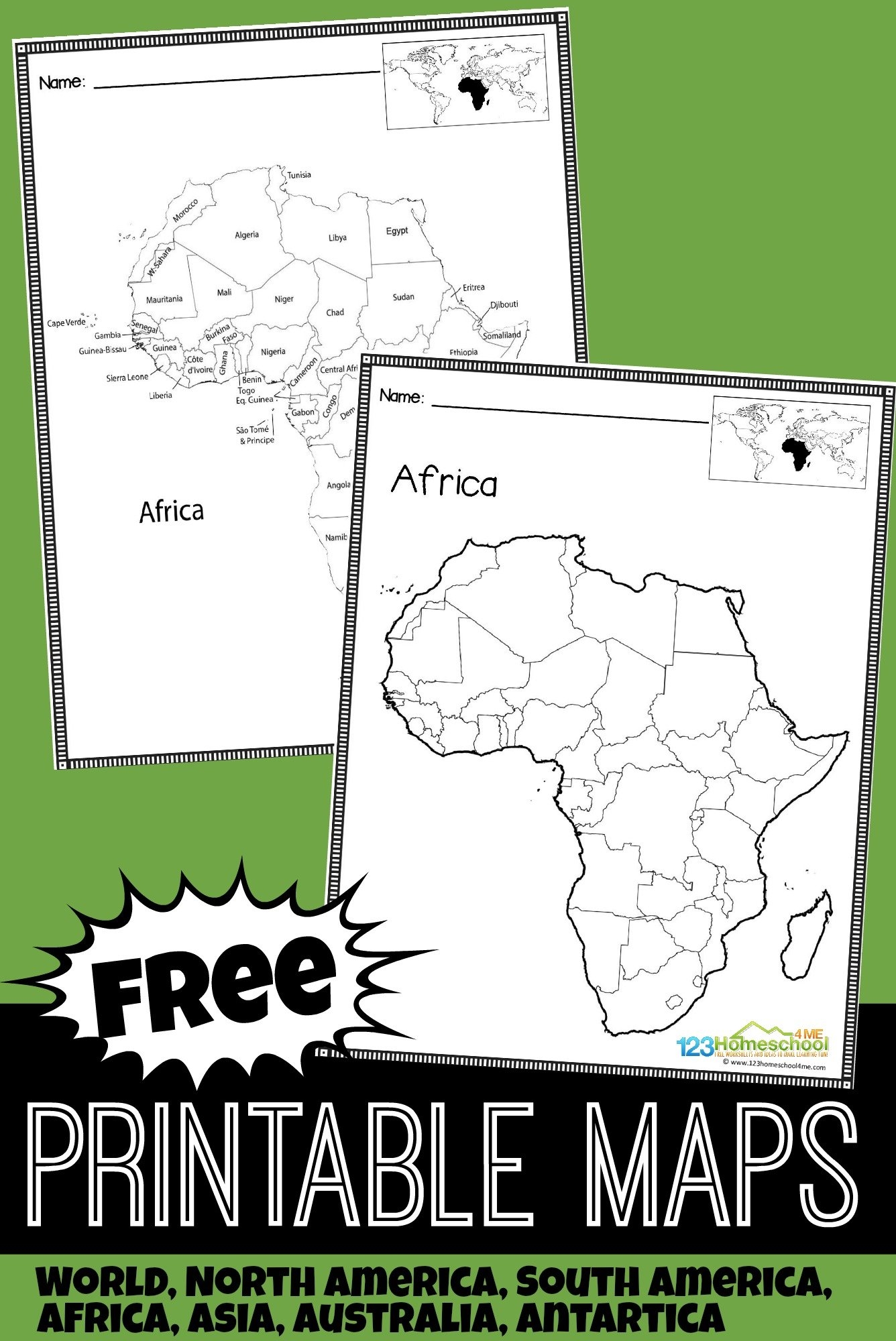 Africa Blank Map Printable Free