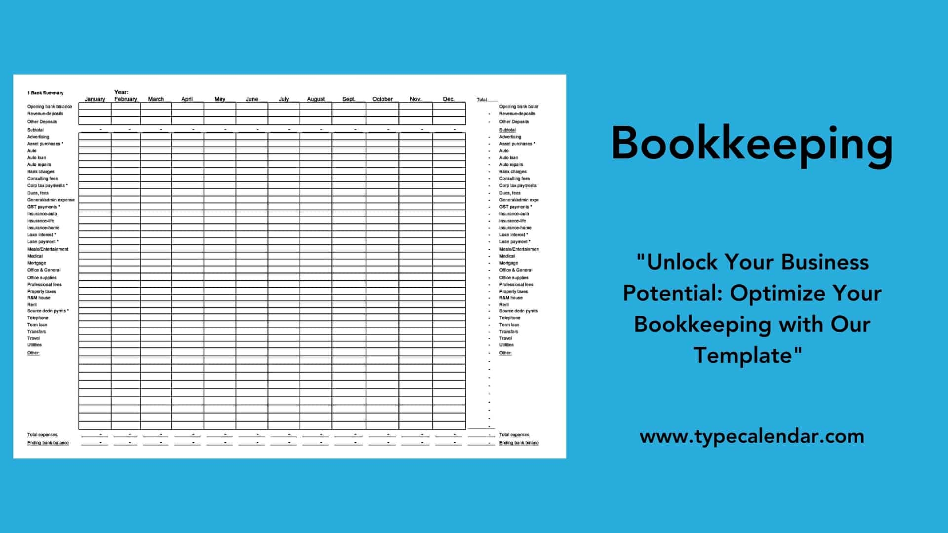 Free Printable Bookkeeping Templates Free Printable Bookkeeping Templates