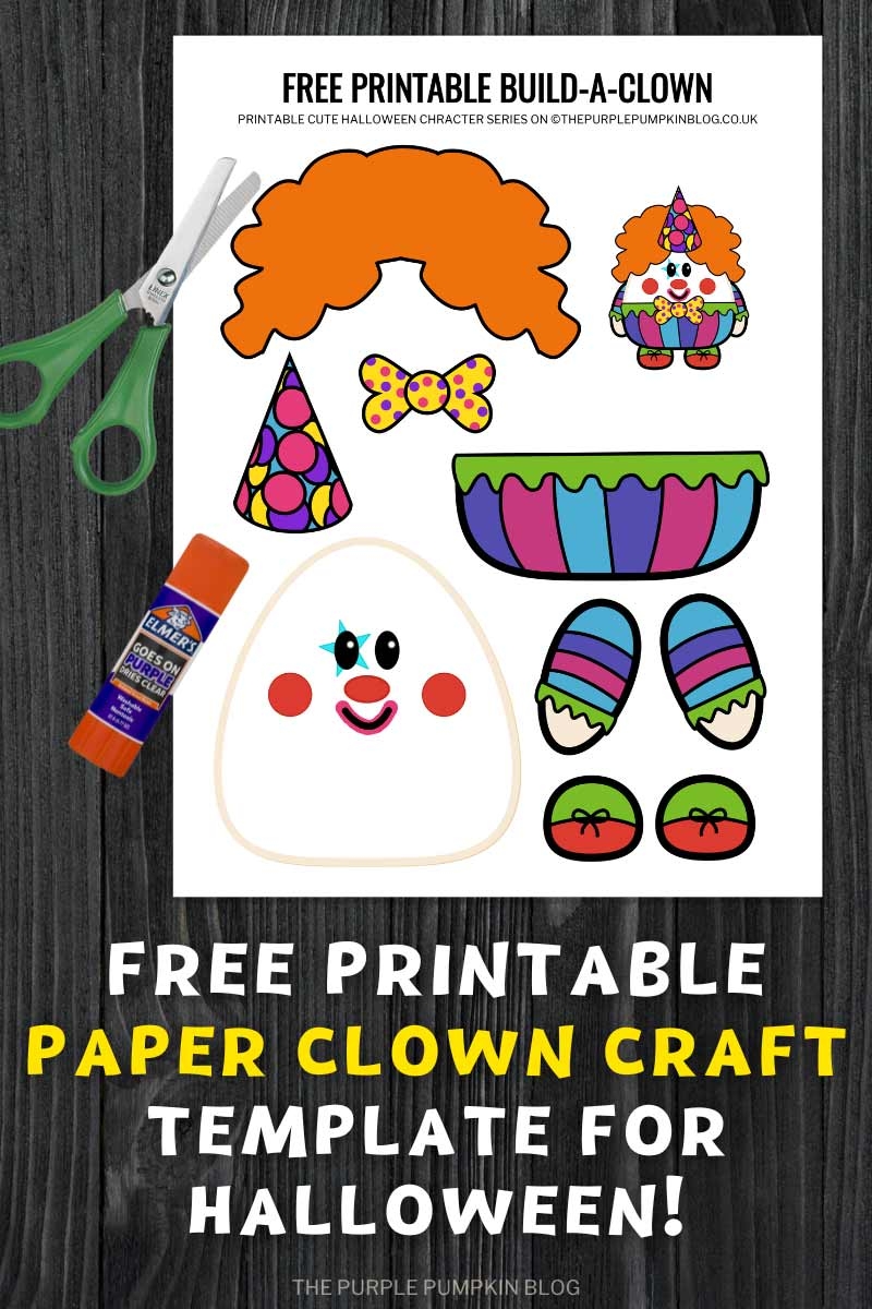 Free Printable Build A Clown Template Halloween Paper Craft  Free Printable Build A Clown Template Halloween Paper Craft