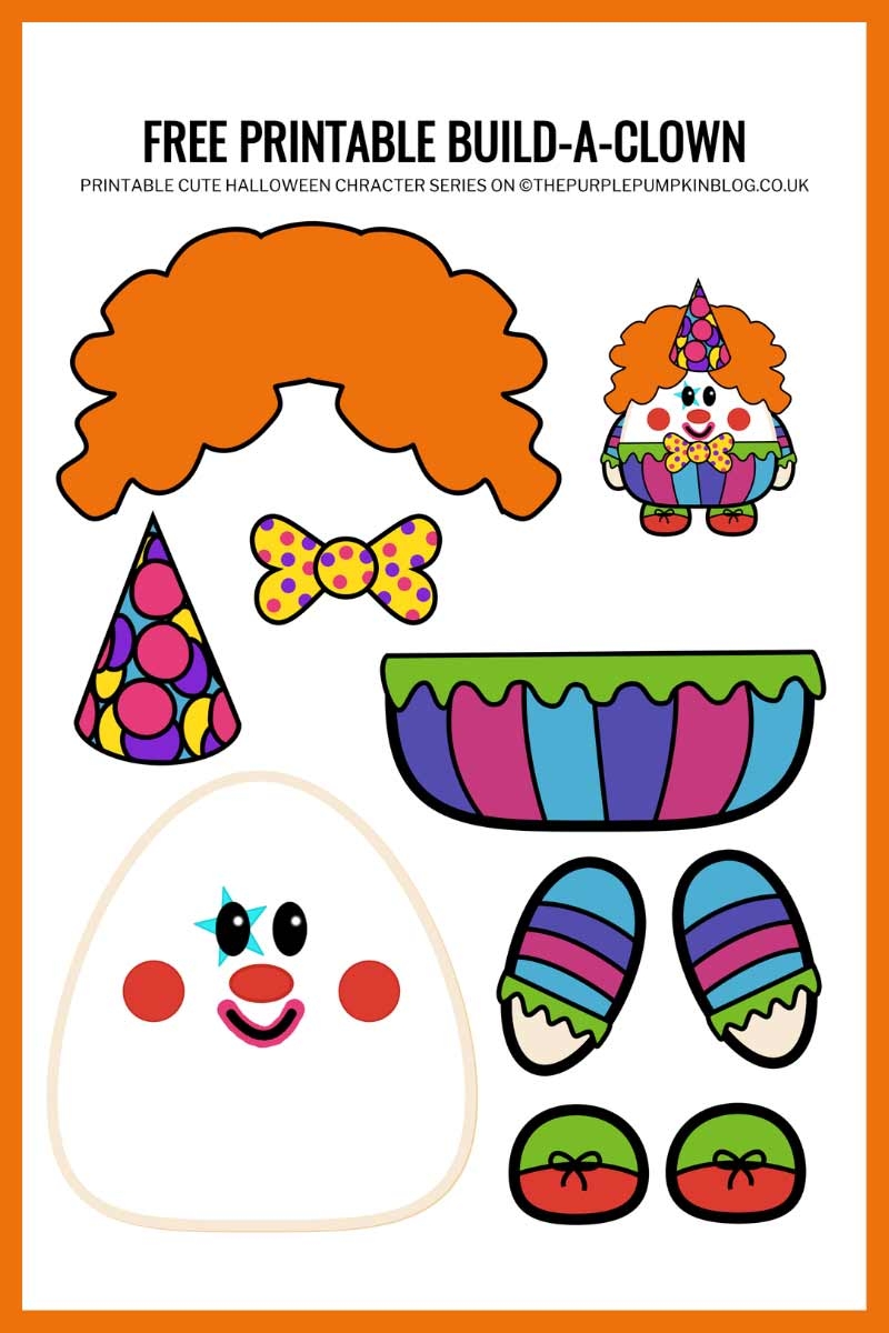 Free Printable Build A Clown Template Halloween Paper Craft  Free Printable Build A Clown Template Halloween Paper Craft