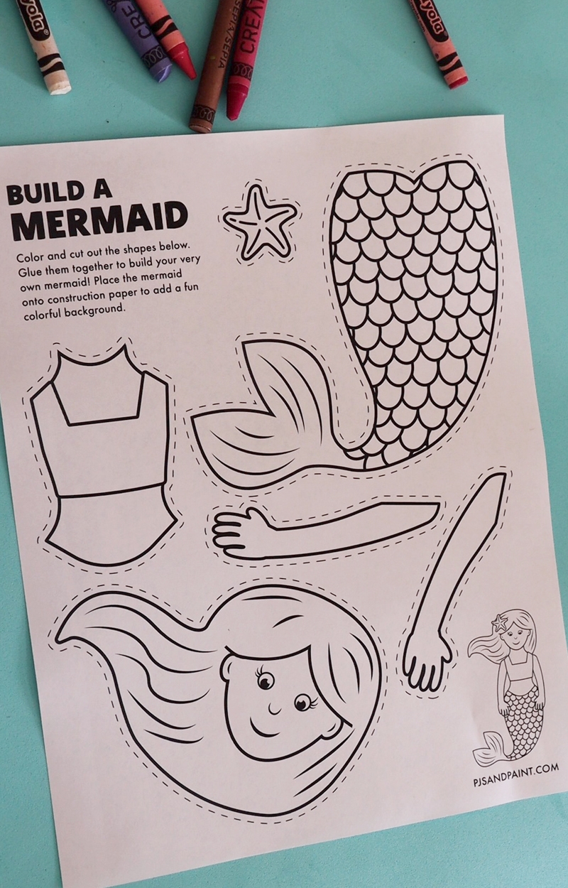 Free Printable Build A Mermaid Craft Pjs And Paint