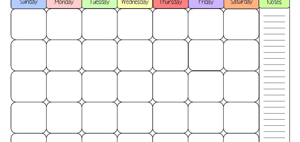 Free Printable Calendar Template Simply Sweet Days