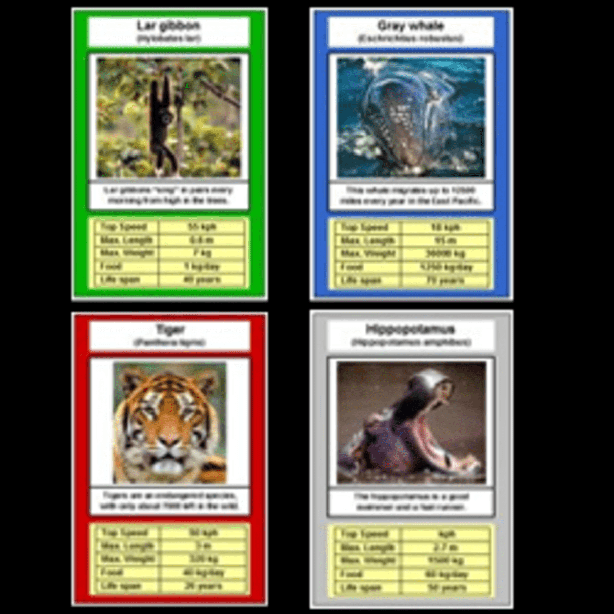 Free Printable Card Game Animal Trumps HubPages Free Printable Card Game Animal Trumps HubPages