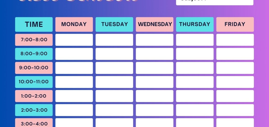 Free Printable Class Schedule Templates To Customize Canva