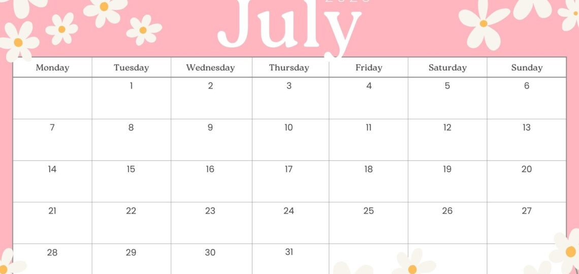 Free Printable Custom July 2025 Calendar Templates Canva