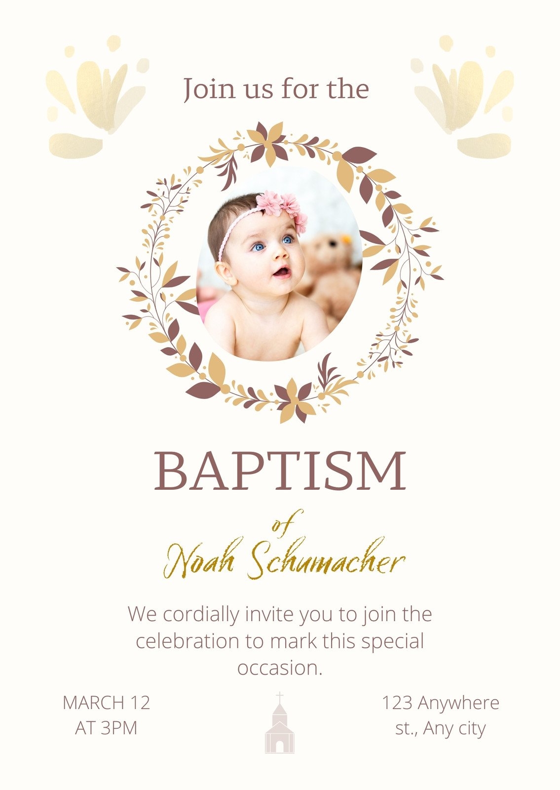 Free Printable Customizable Baptism Invitation Templates Canva