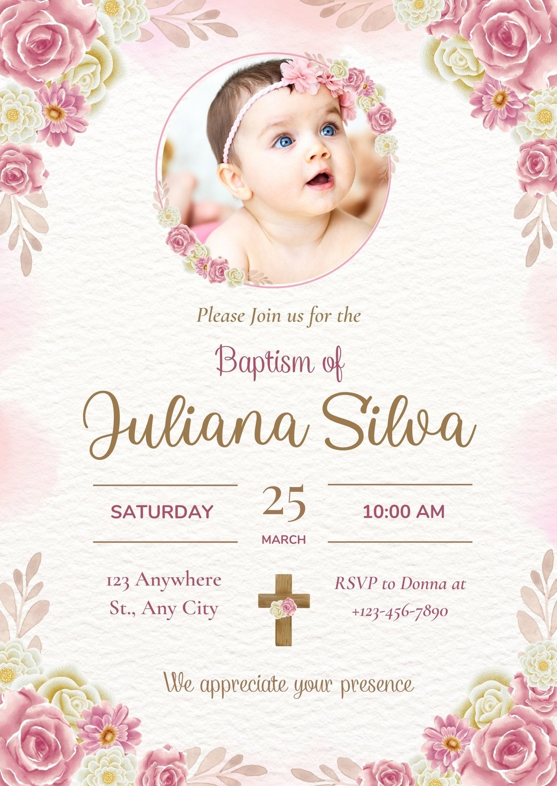 Free Printable Customizable Baptism Invitation Templates Canva