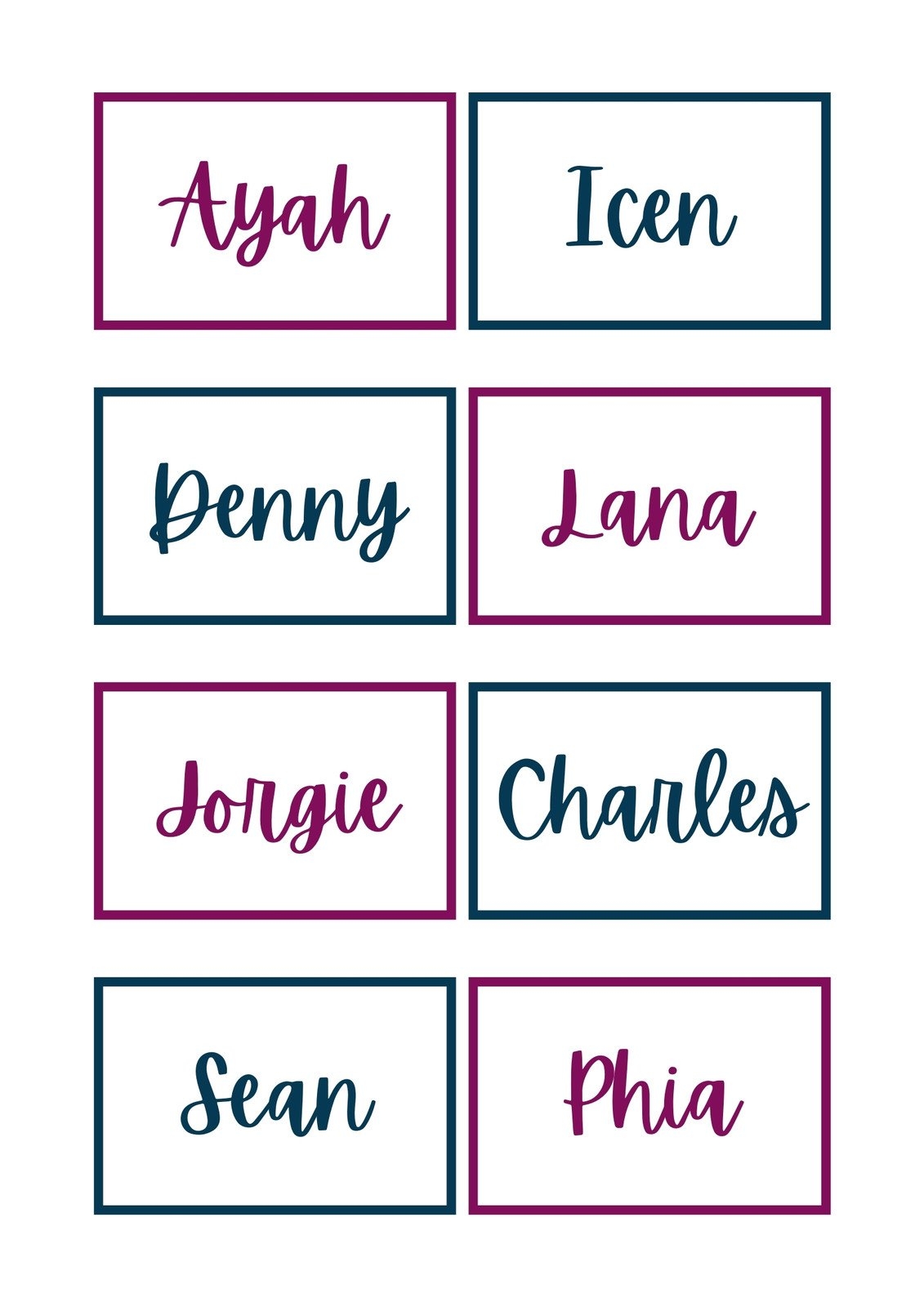 Free Printable Name Tag Template