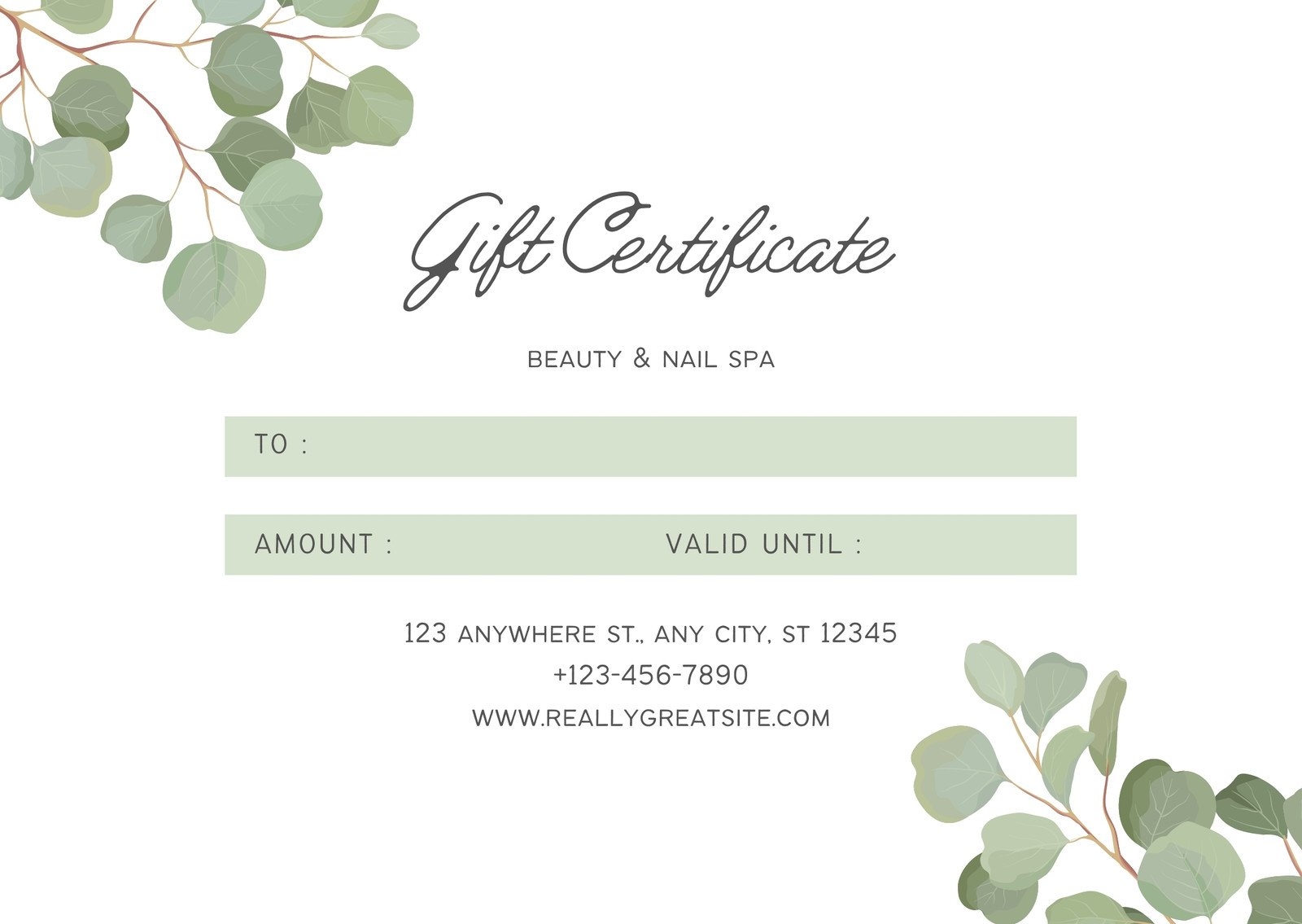 Free Printable Spa Certificate Template