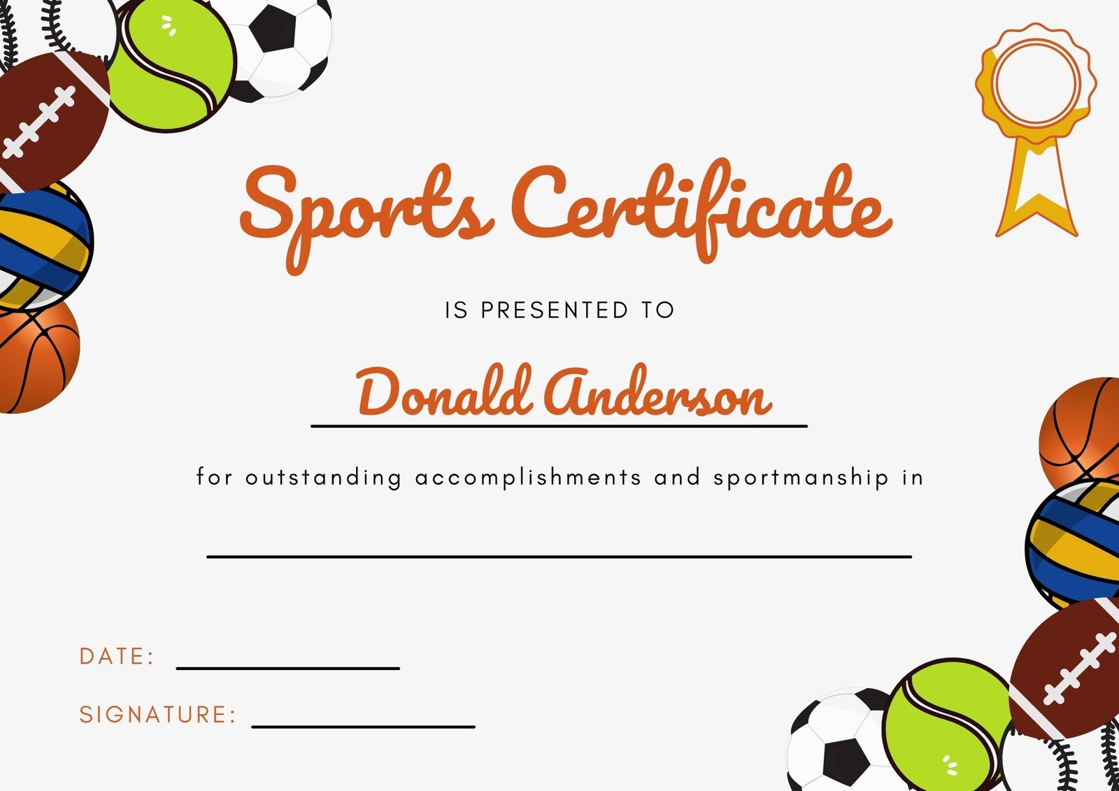 Free Printable Customizable Sport Certificate Templates Canva