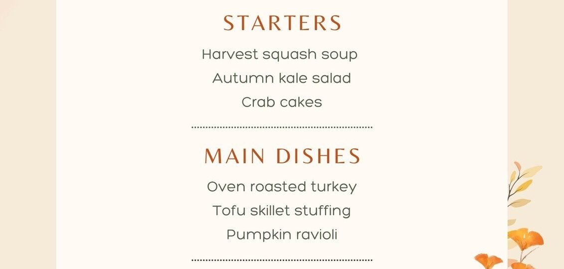 Free Printable Customizable Thanksgiving Menu Templates Canva
