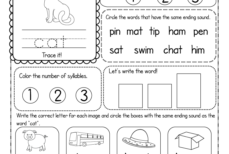 Free Printable CVC Words Worksheet