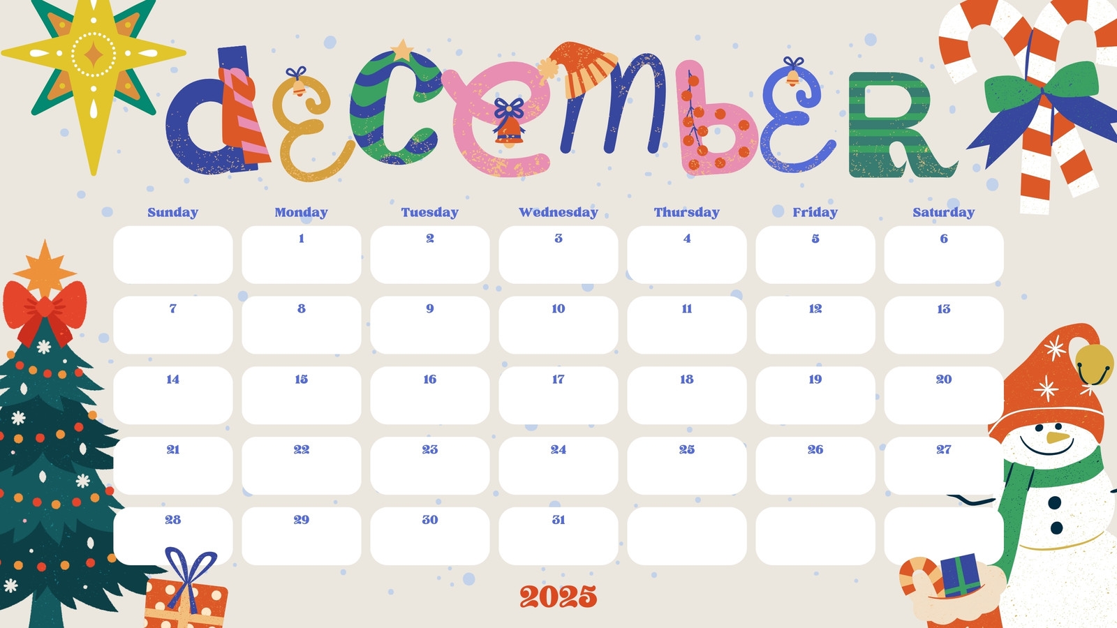 Free Printable December 2025 Calendar Templates Canva Free Printable December 2025 Calendar Templates Canva