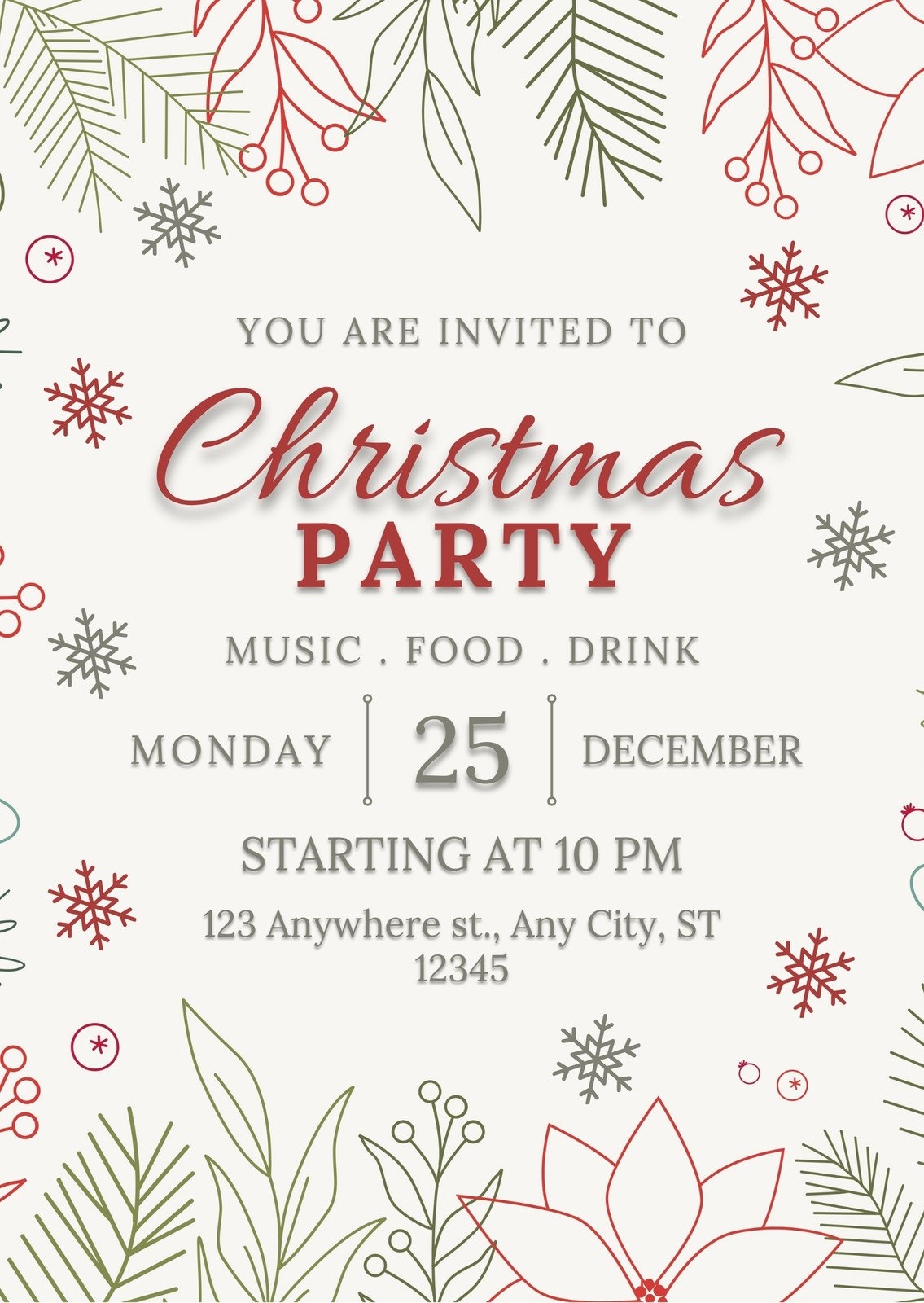 Christmas Printable Invitation Templates Free