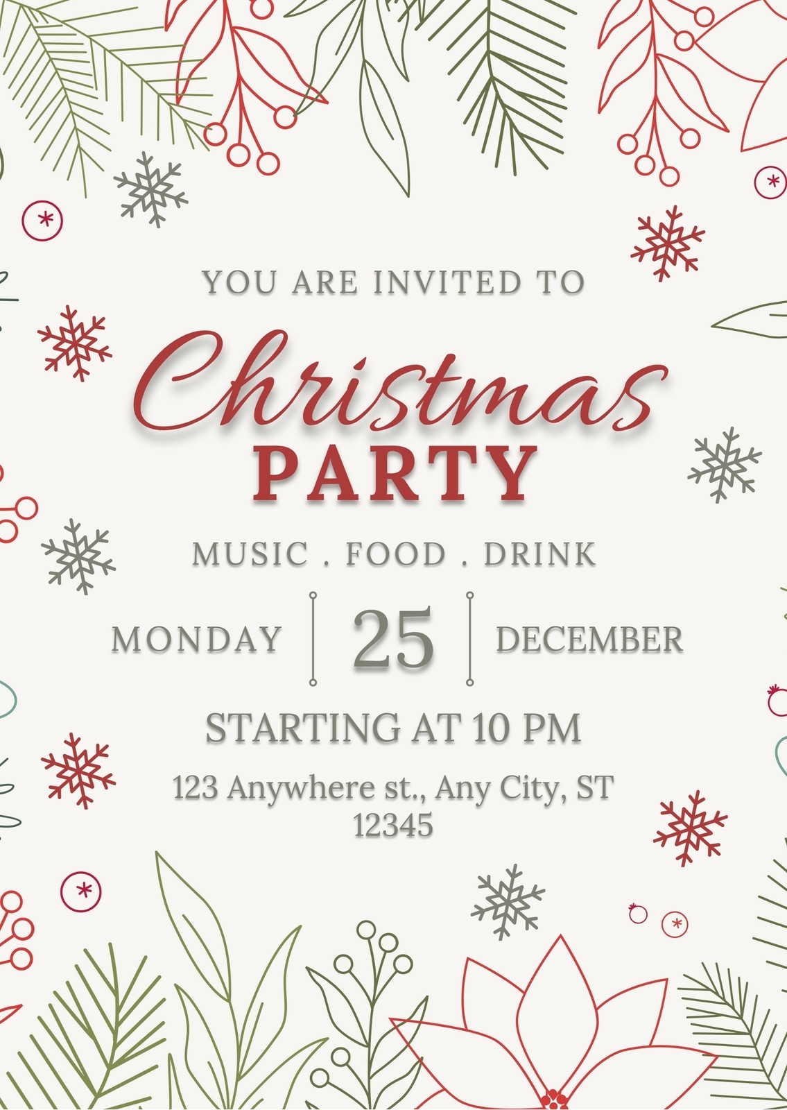 Free Printable Christmas Invitation Template