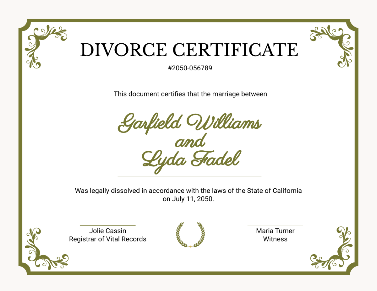 Free Printable Divorce Certificate Templates To Customize Online