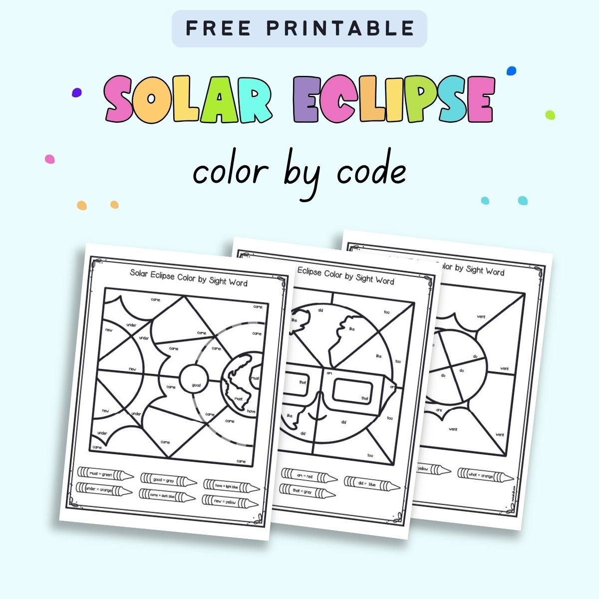 Free Printable Eclipse Color By Code Worksheets The Artisan Life