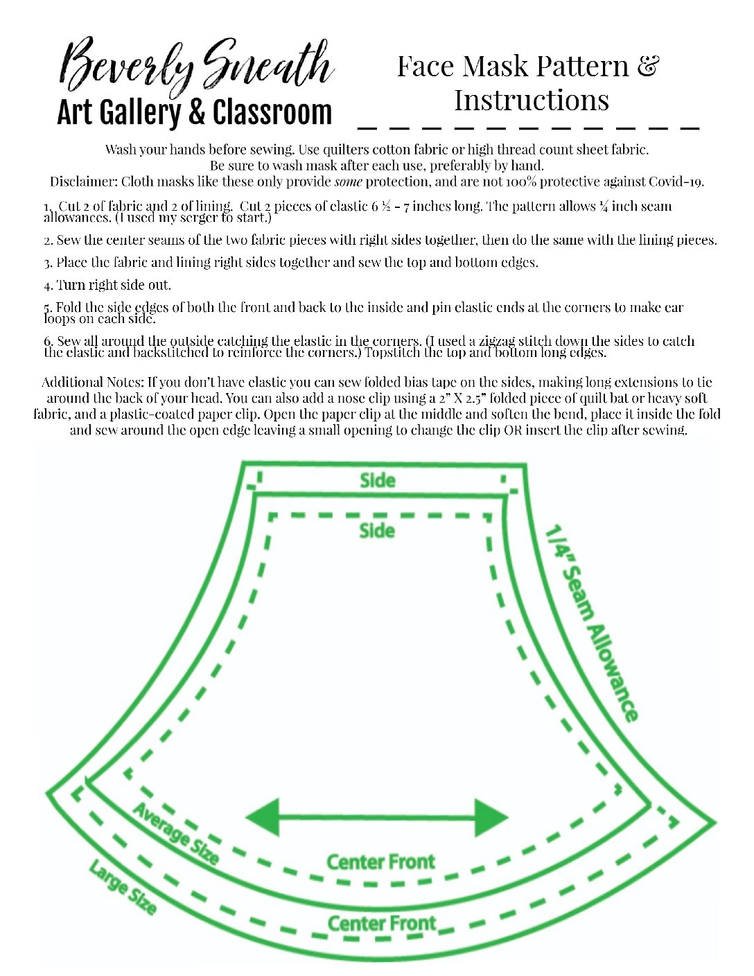 Free Printable Template For Face Mask