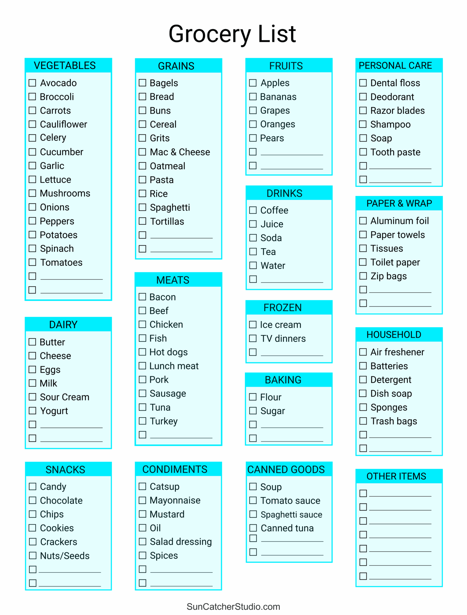 Free Printable Shopping List Template Uk
