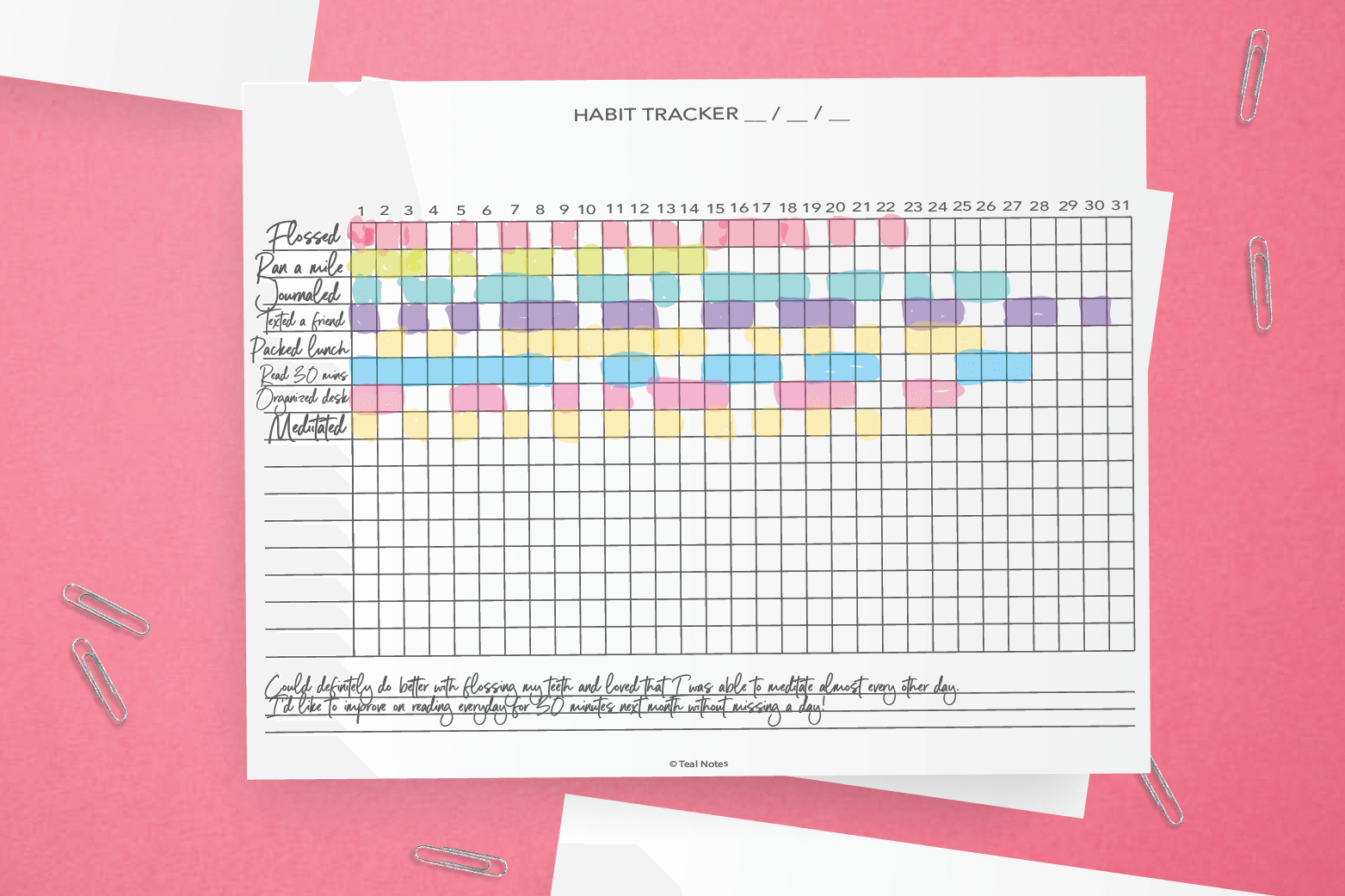 Free Printable Habit Tracker Template