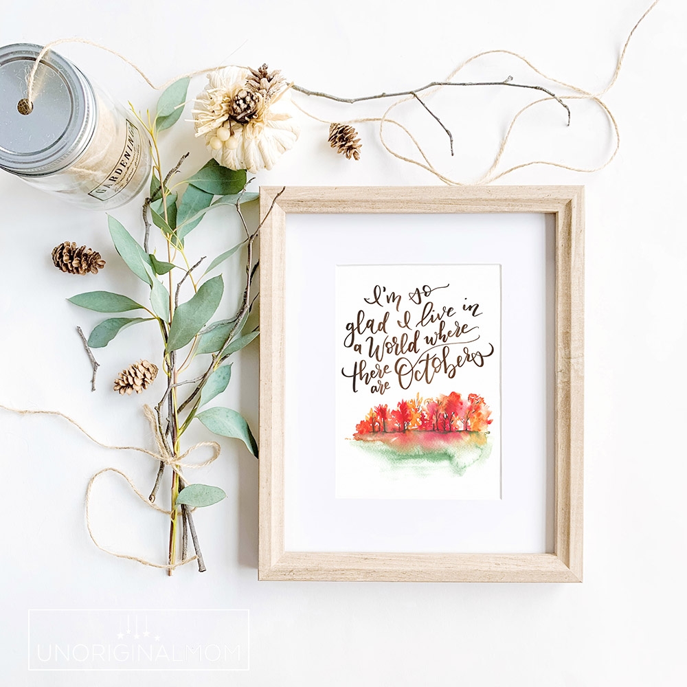 Free Printable Hand Lettered October Art UnOriginal Mom