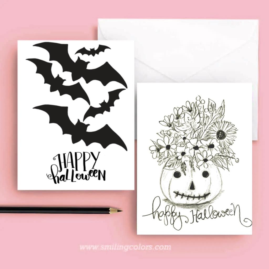 Free Printable Happy Halloween Cards Smiling Colors