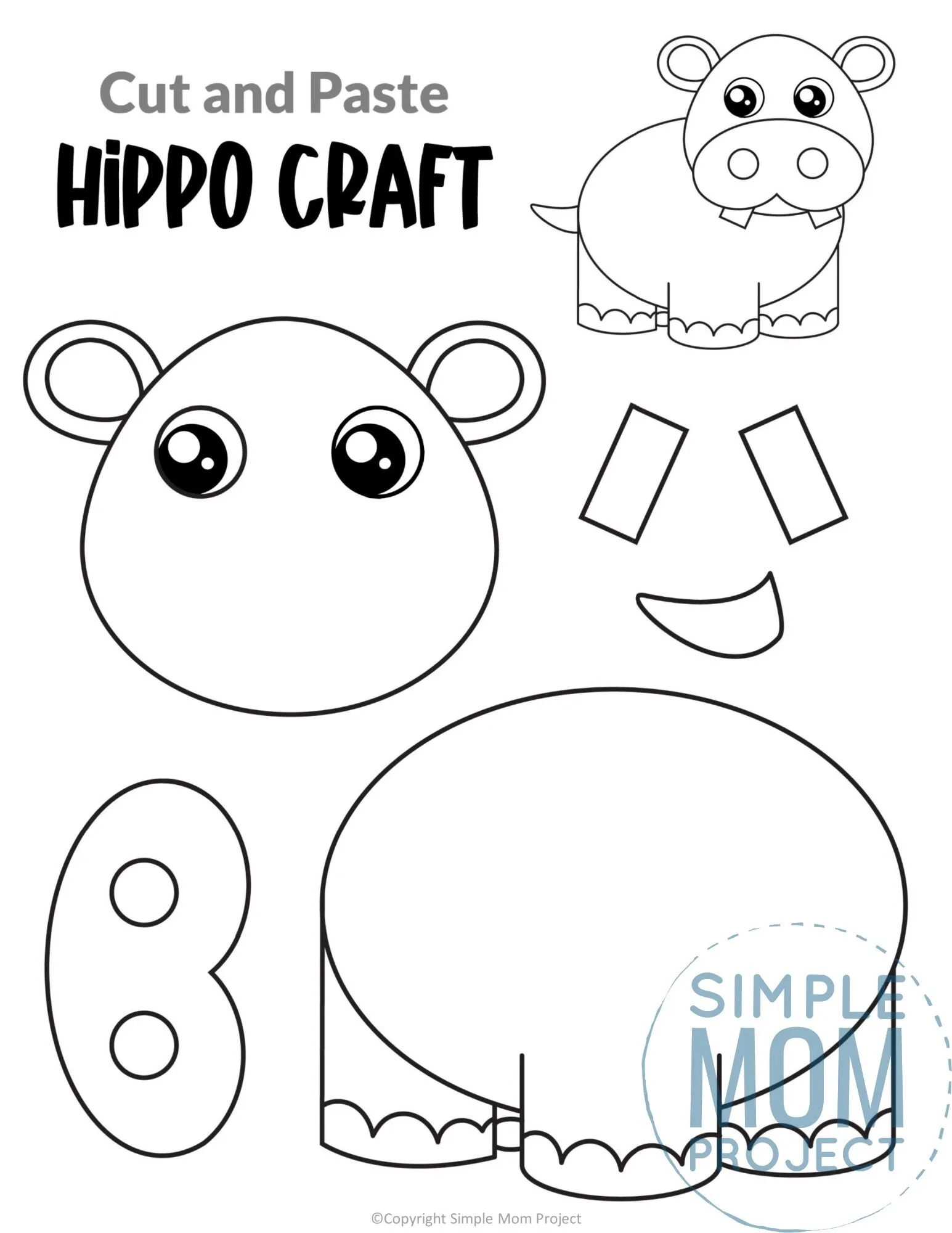 Free Printable Hippo Craft Template Simple Mom Project