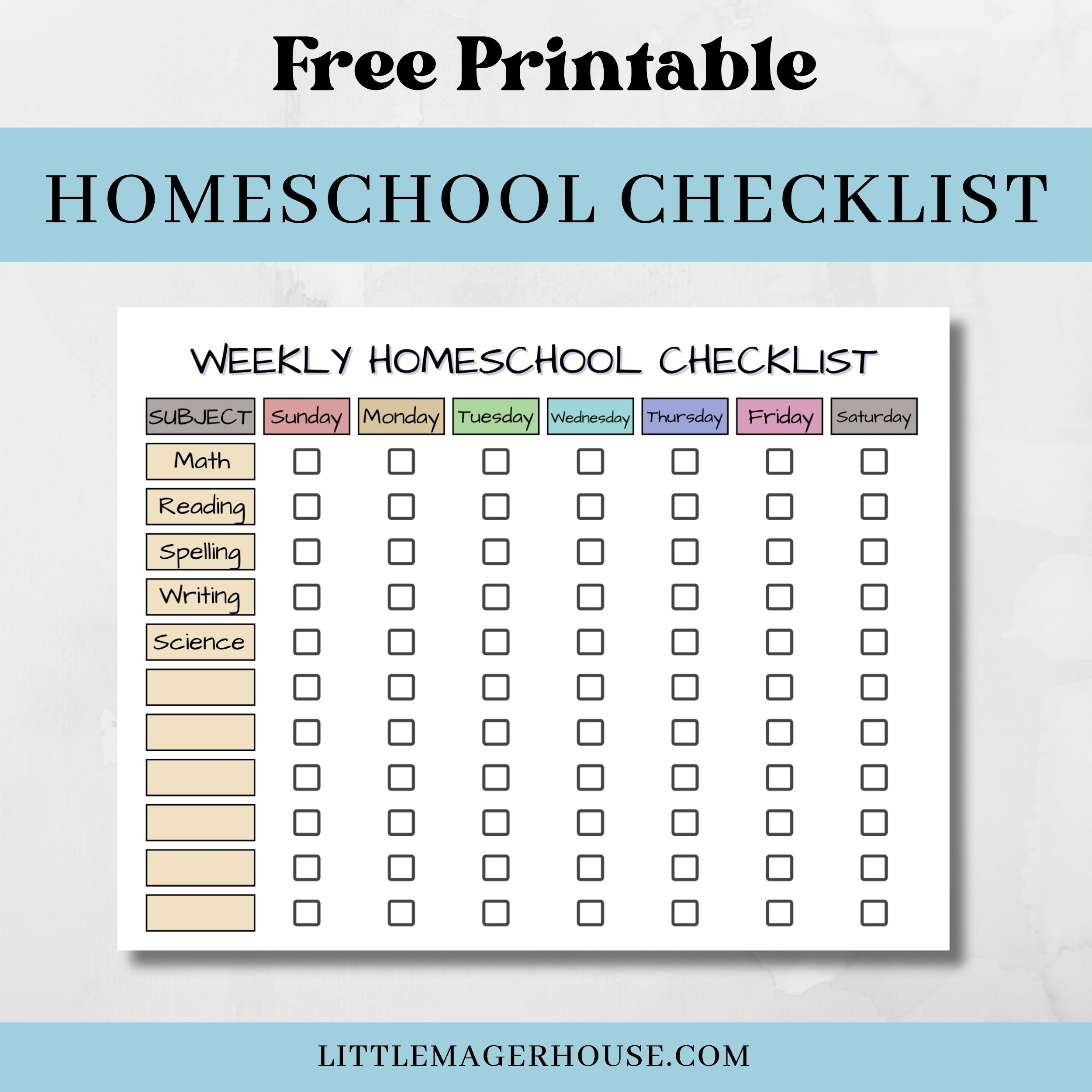 Free Printable Homeschool Schedule Checklist Little Mager House