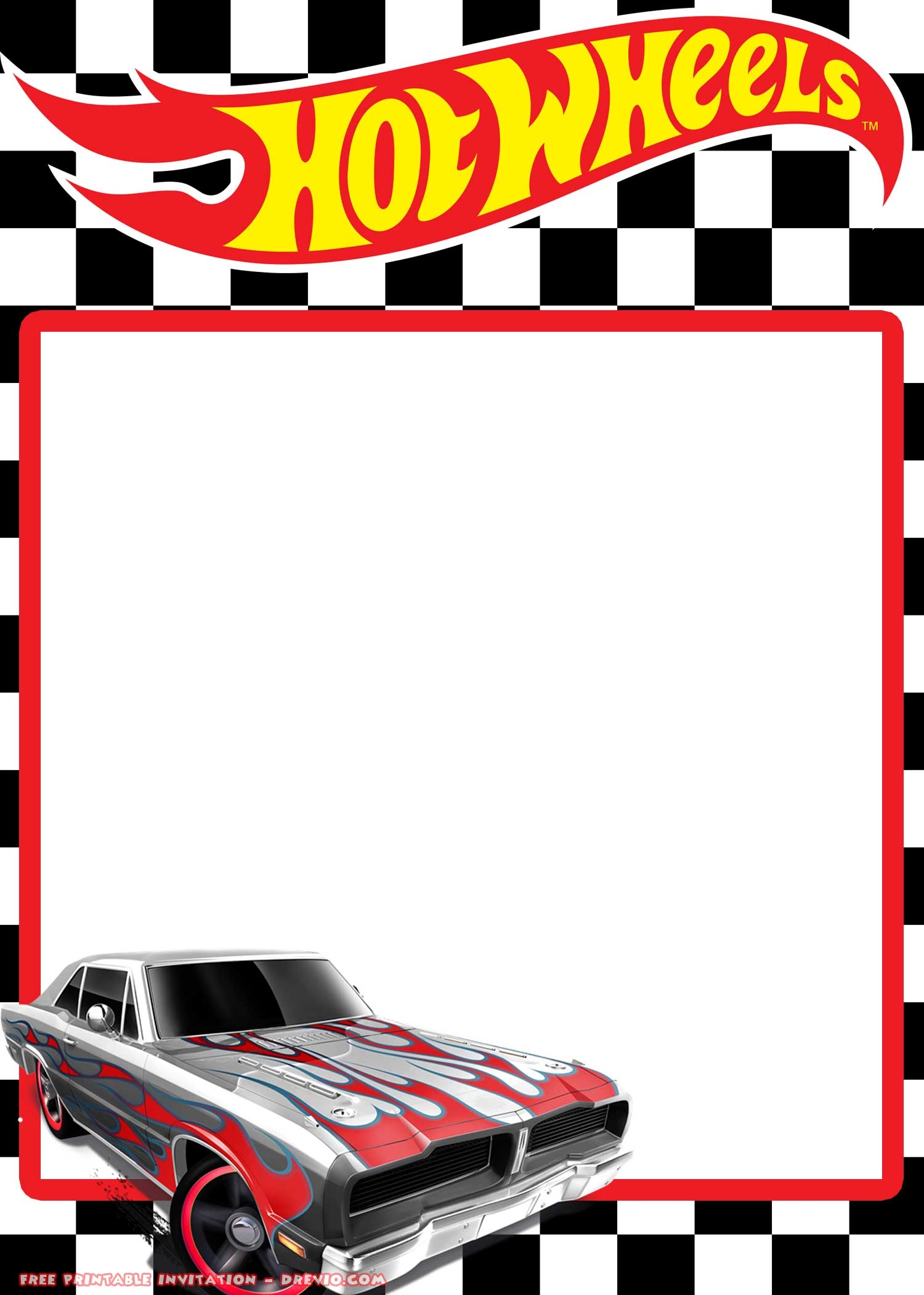 FREE Printable Hot Wheels Invitation Template Ferrari Corvette Worksheets Library