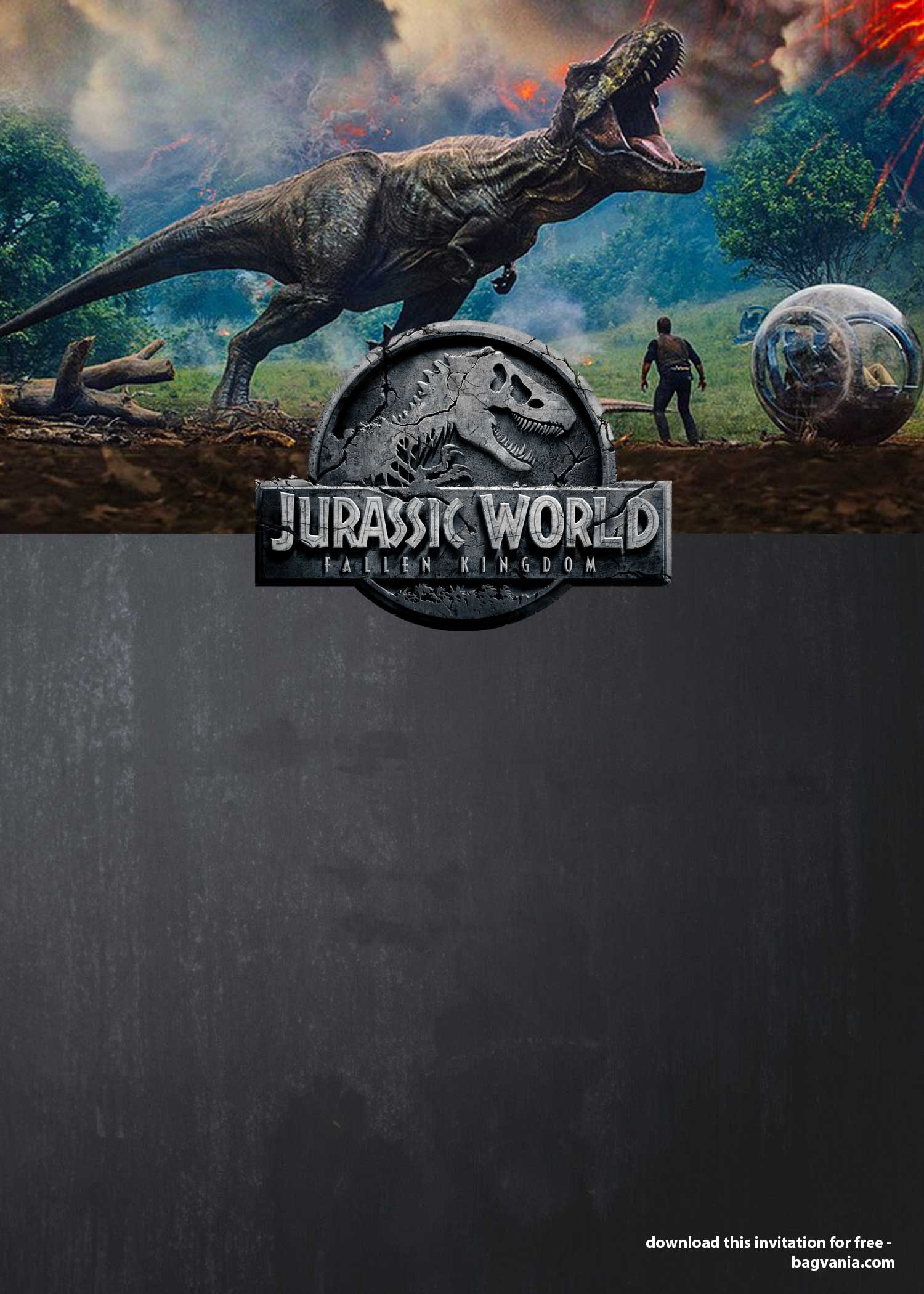 FREE Printable Jurassic World Fallen Kingdom Invitation Template Worksheets Library