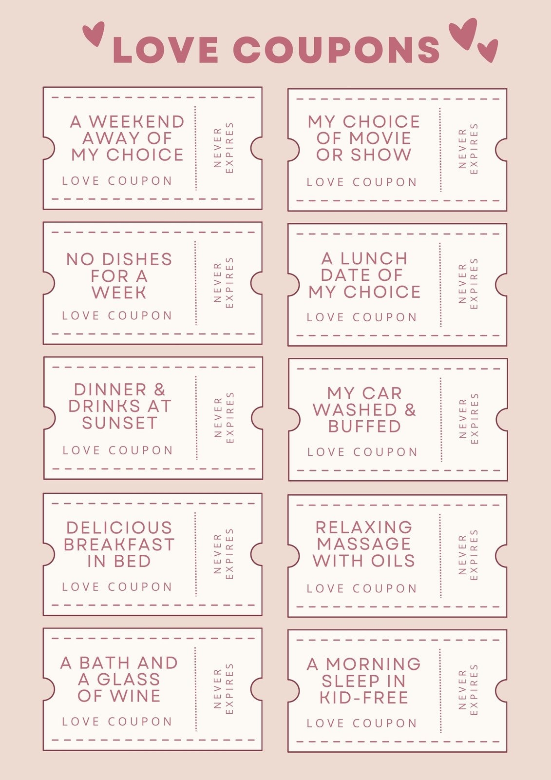 Free Printable Love Coupon Templates Canva Free Printable Love Coupon Templates Canva