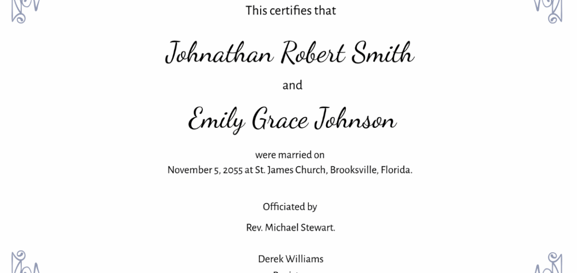 Free Printable Marriage Certificate Templates To Customize Online
