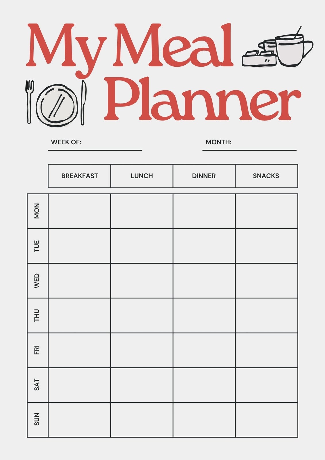 Free Printable Meal Planner Templates To Edit Online Canva