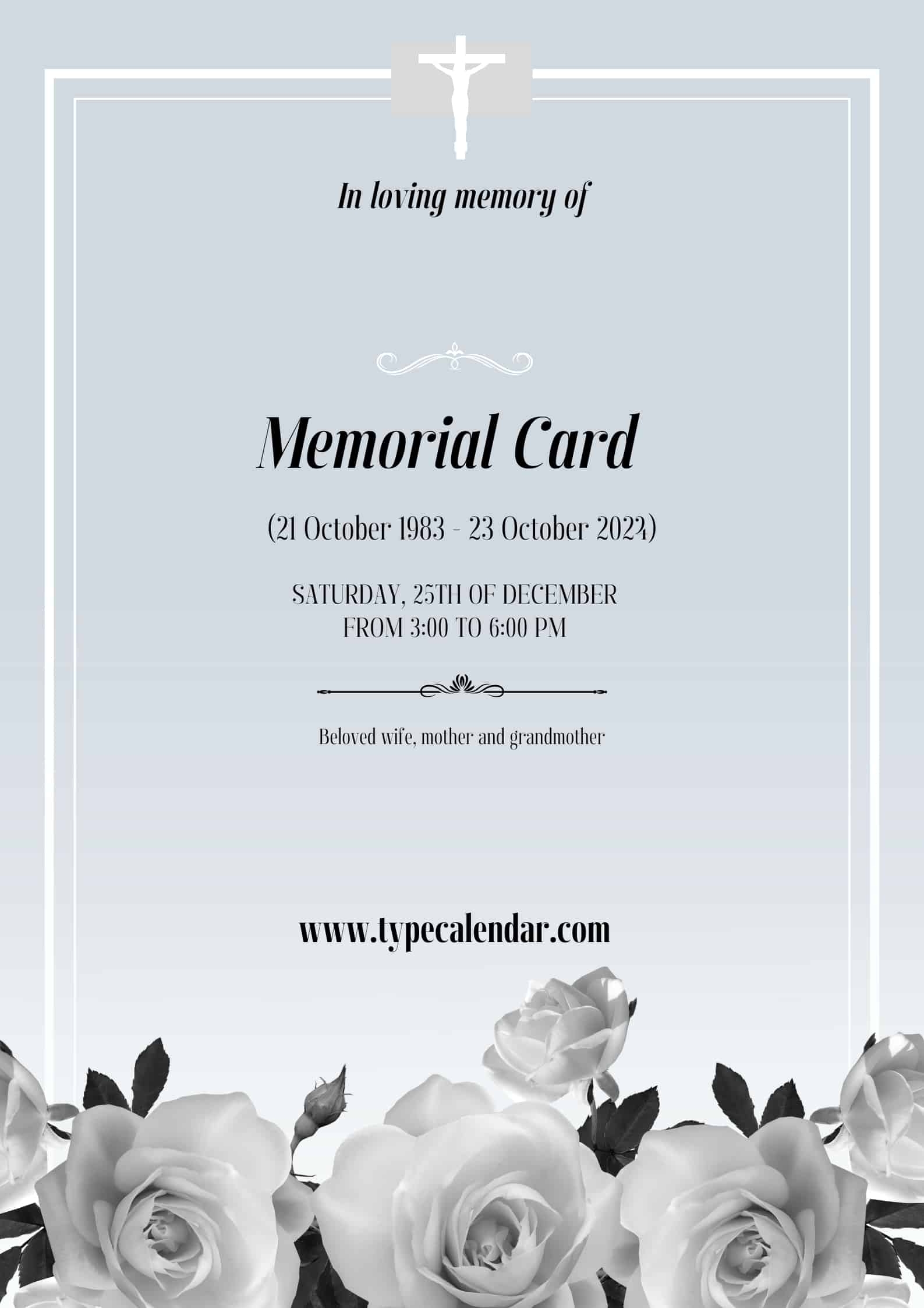 Free Printable Memorial Card Templates Word Front And Back