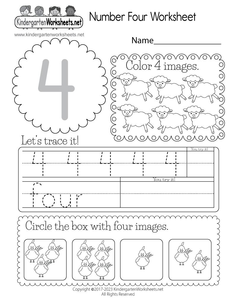 Free Printable Number Four Worksheet Free Printable Number Four Worksheet