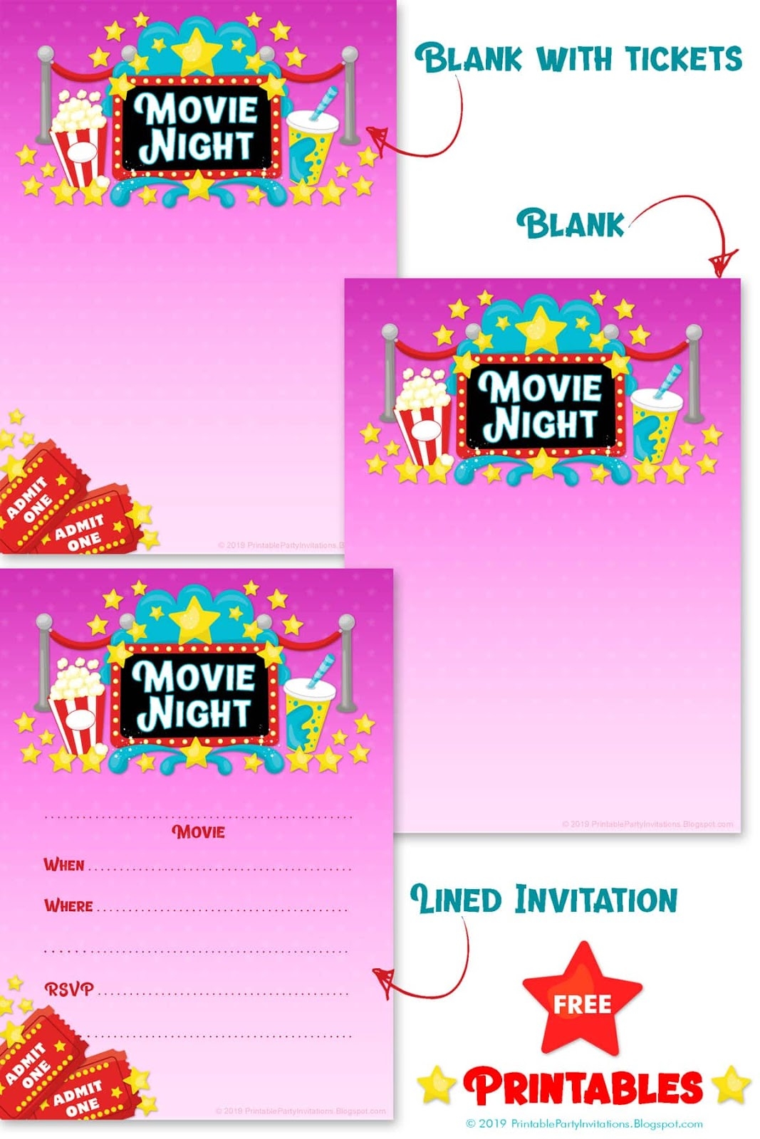 Free Printable Party Invitations Movie Night Background Invitation And Flyer