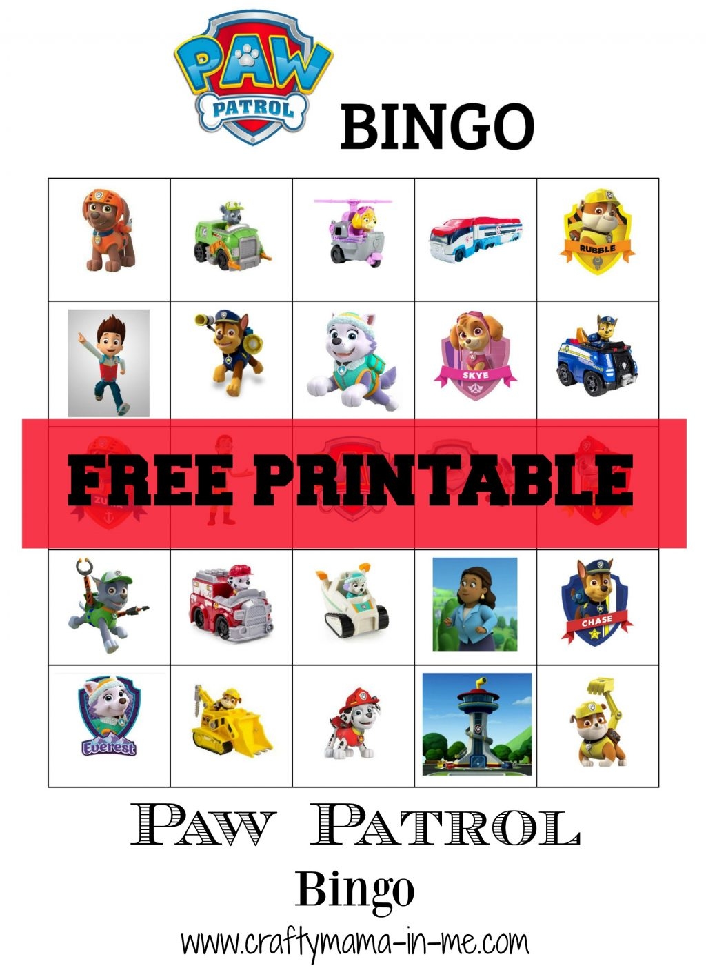 Free Printable Paw Patrol Bingo Crafty Mama In ME Free Printable Paw Patrol Bingo Crafty Mama In ME