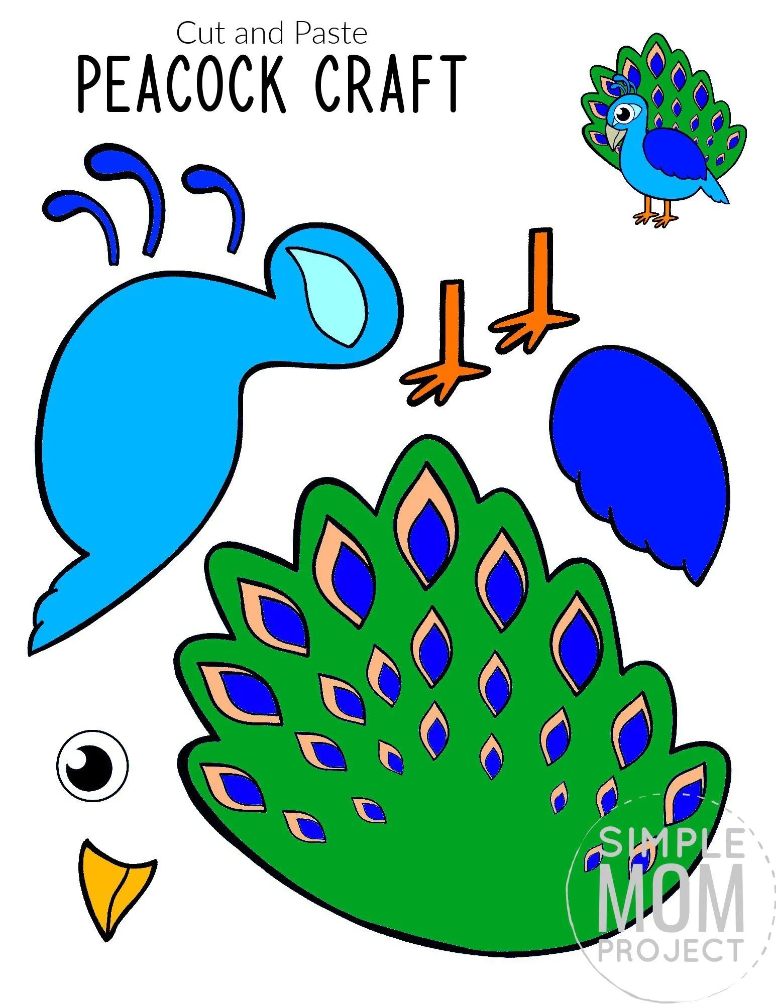 Free Printable Peacock Craft With Peacock Template Simple Mom Project