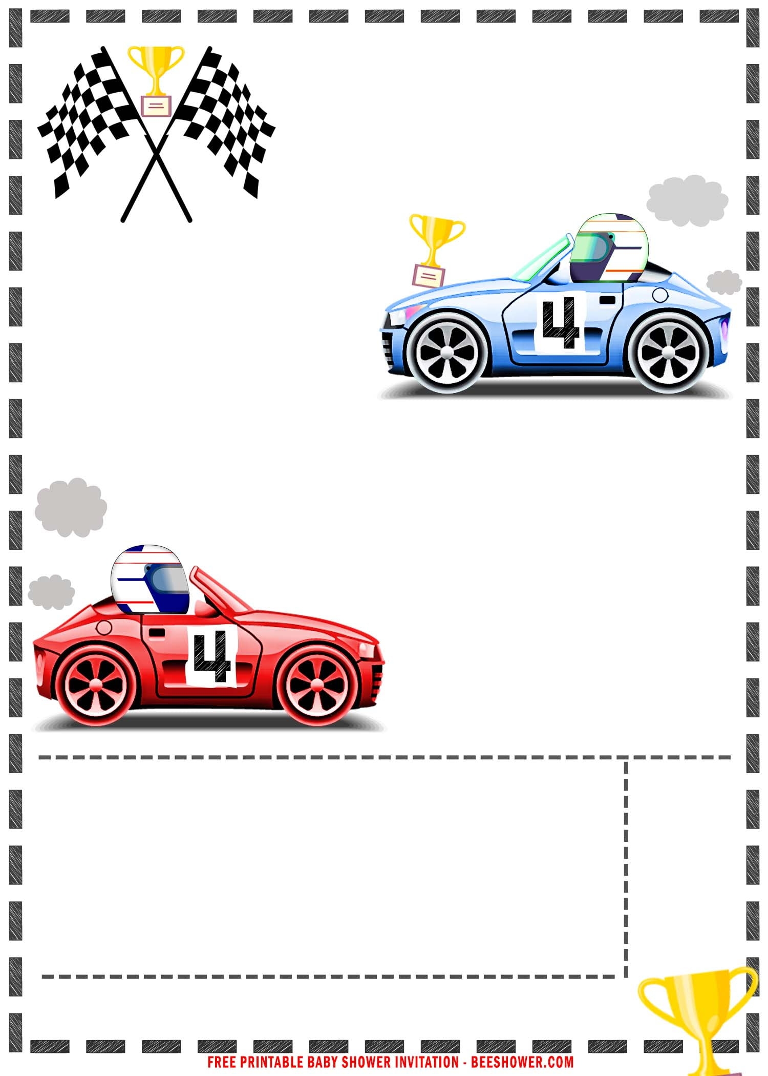 FREE Printable Race Car Baby Shower Invitation Templates 