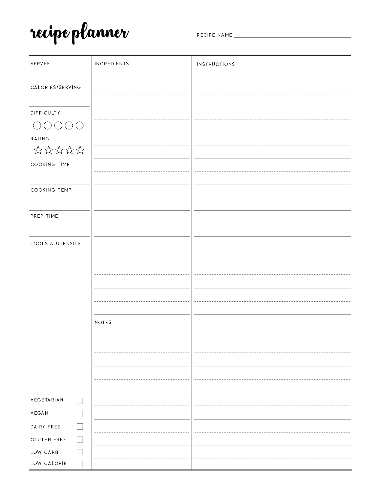 Free Printable Recipe Templates World Of Printables Free Printable Recipe Templates World Of Printables