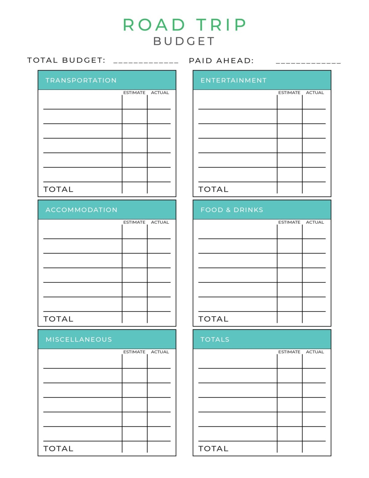 Free Printable Road Trip Planner Frugal Mom Eh Worksheets Library