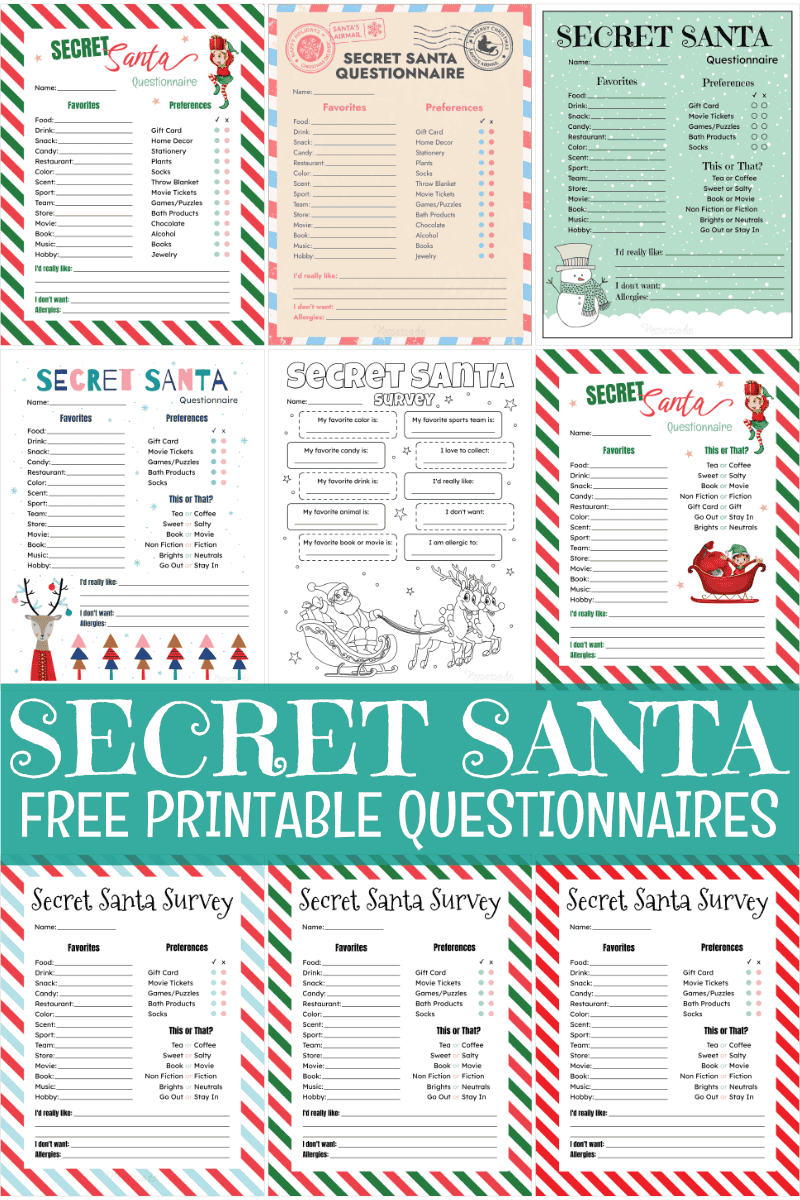 Free Printable Secret Santa Form